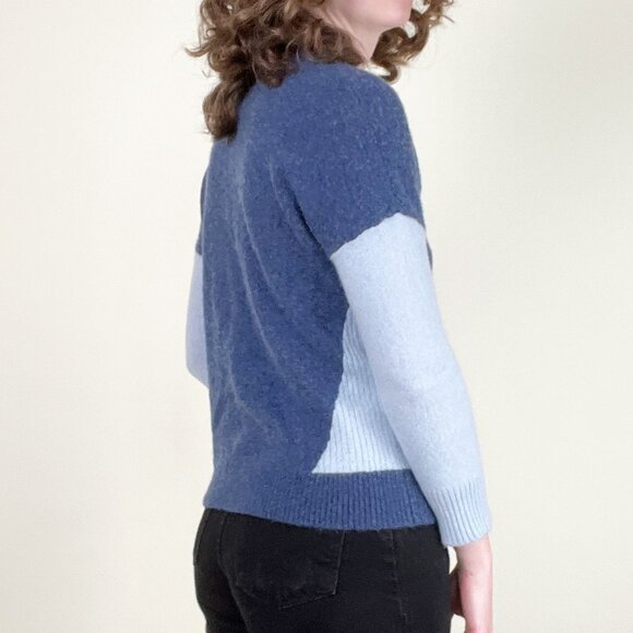 100% Cashmere Sweater Knit Colour Block Frazzled English Women British Eclectic - Picture 4 of 8
